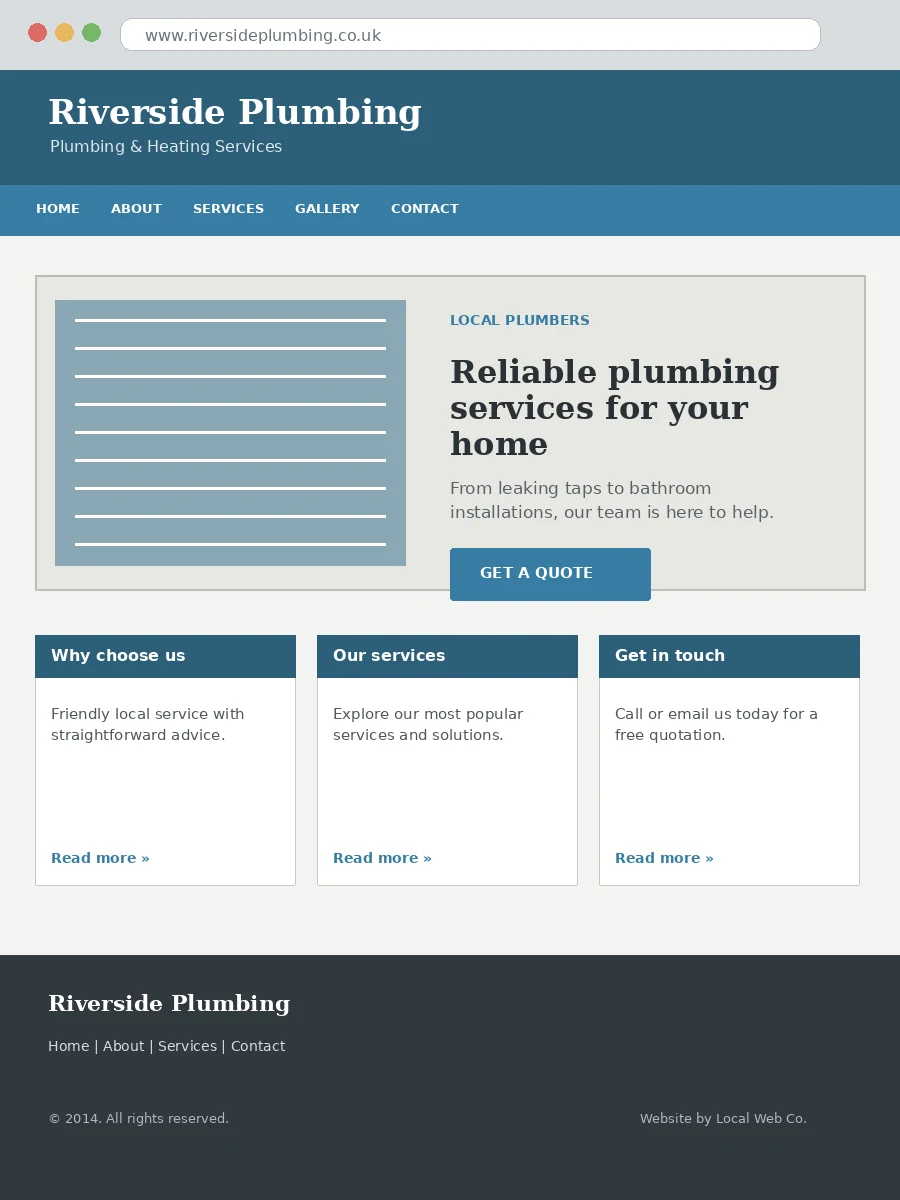 Riverside Plumbing website before redesign