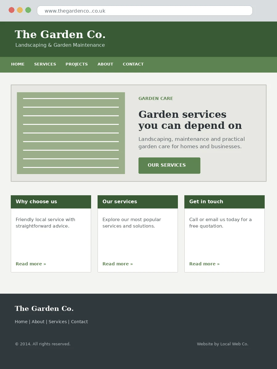 The Garden Co. website before redesign