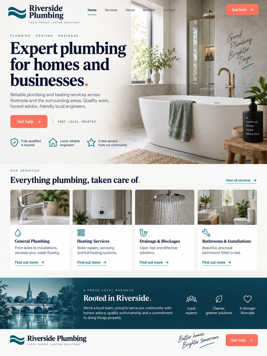 Riverside Plumbing website after redesign
