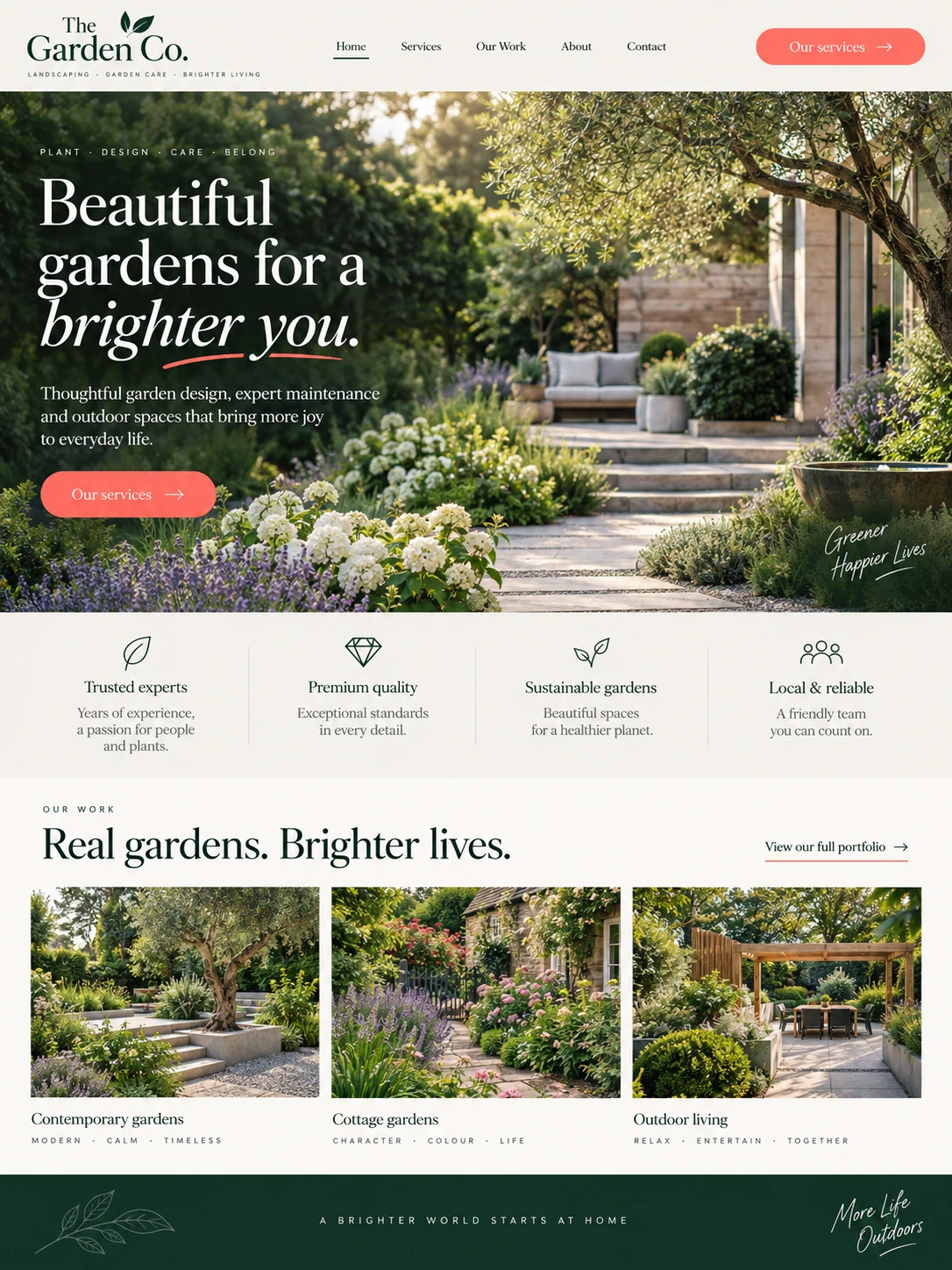 The Garden Co. website after redesign